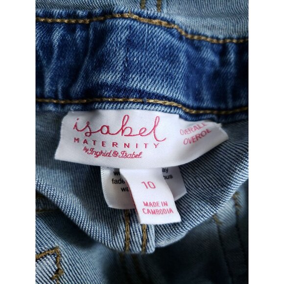 Isabel Maternity Womens Size 10 Denim Overalls Raw Hem Slim Fit Light Wash - Picture 7 of 9